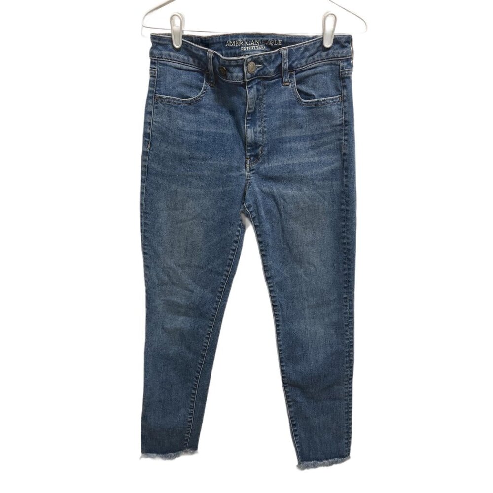 0054 American Eagle Super Stretch Tapered Faded Denim  Ankle Jeans Sz.12